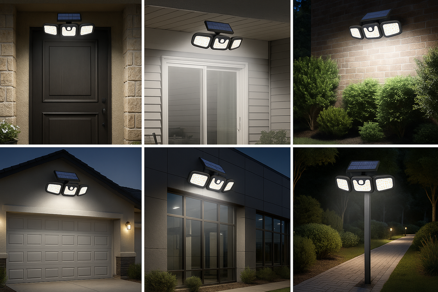 LED Buitenlamp 3-kops met Bewegingssensor Waterdicht