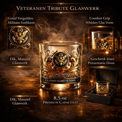 Whiskey Glas Gegraveerd Veteranen Goud Reliëf