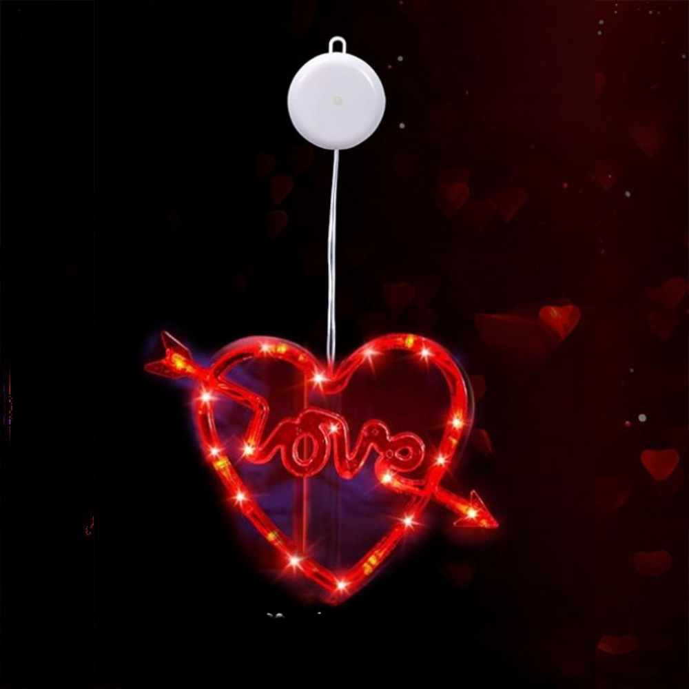 LED Hartvormig Lichtsnoer Valentijnsdecoratie Raamverlichting - Velinix
