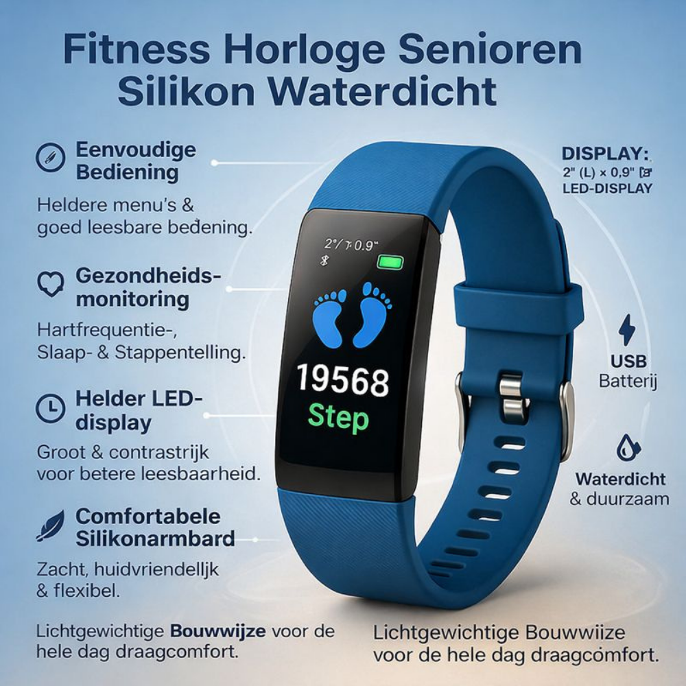 Smartwatch voor Senioren met Gezondheidstracker en LED-Display