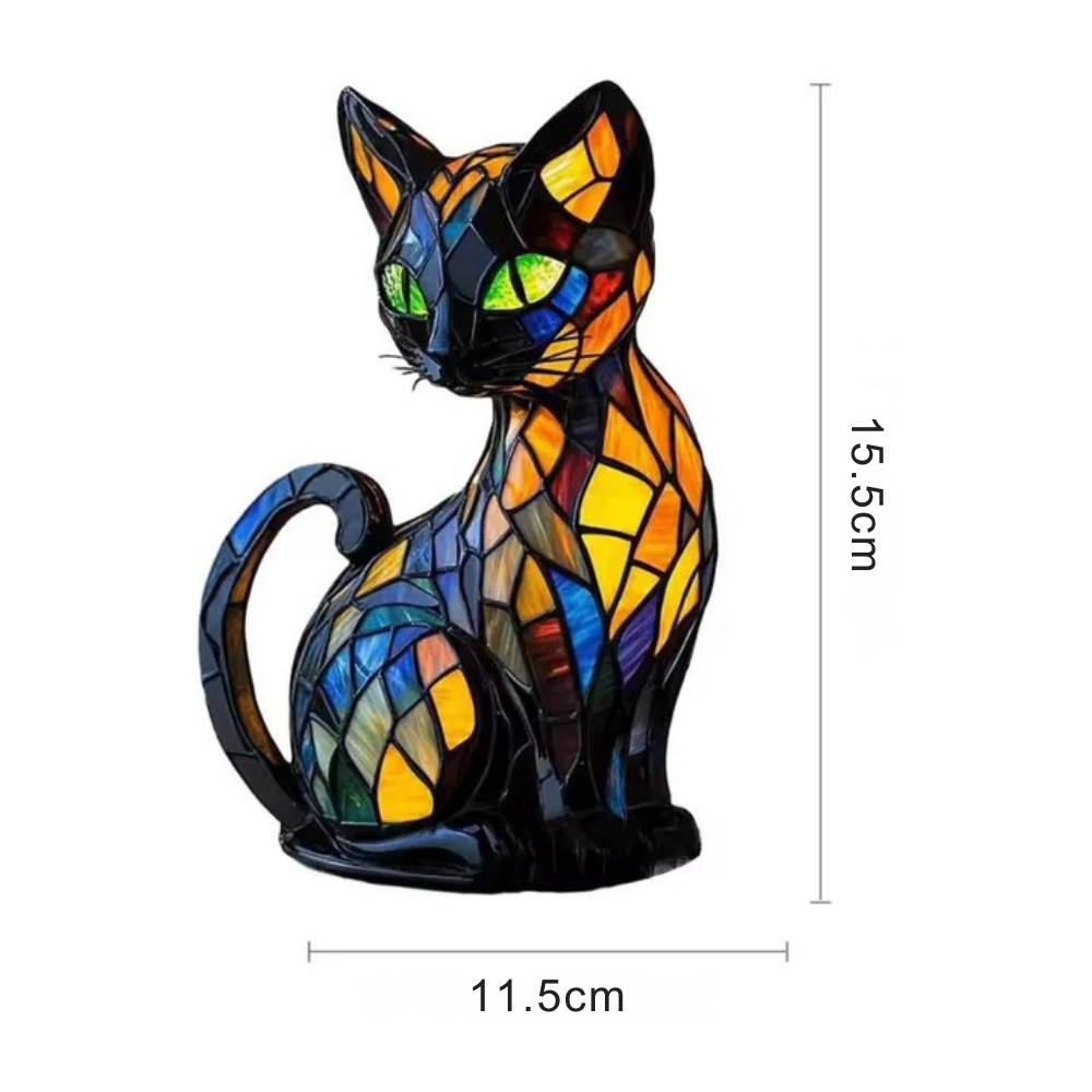 Tafellamp Glas Handgemaakt met Kat Decoratie Sfeerlamp