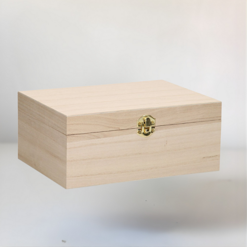 Houten Opbergdoos Decoratief met Sluiting van Onbewerkt Hout - Velinix