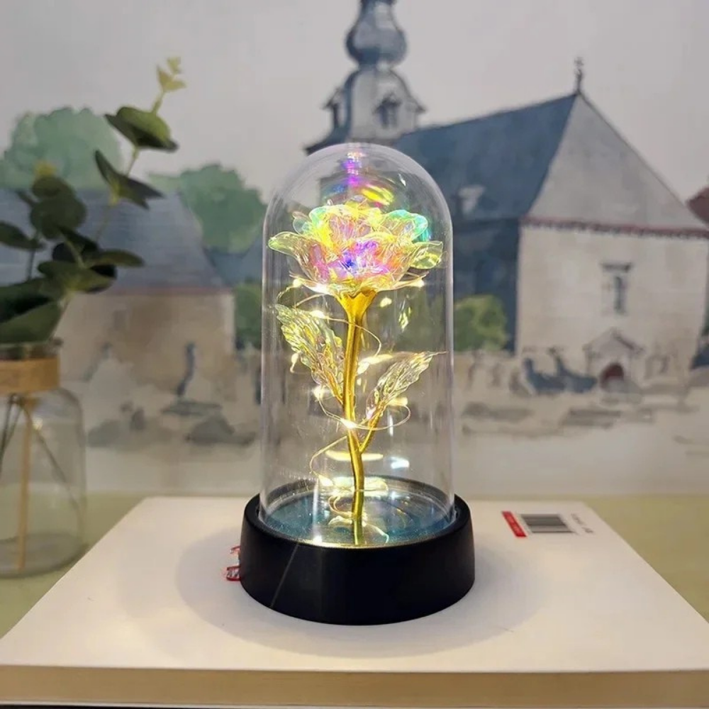 Tafellamp LED Glazen Stolp Sfeer Verlichting Moderne Roos Design