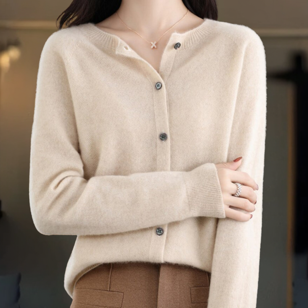 Dames Vest Wollook Elegant V Hals Knopen