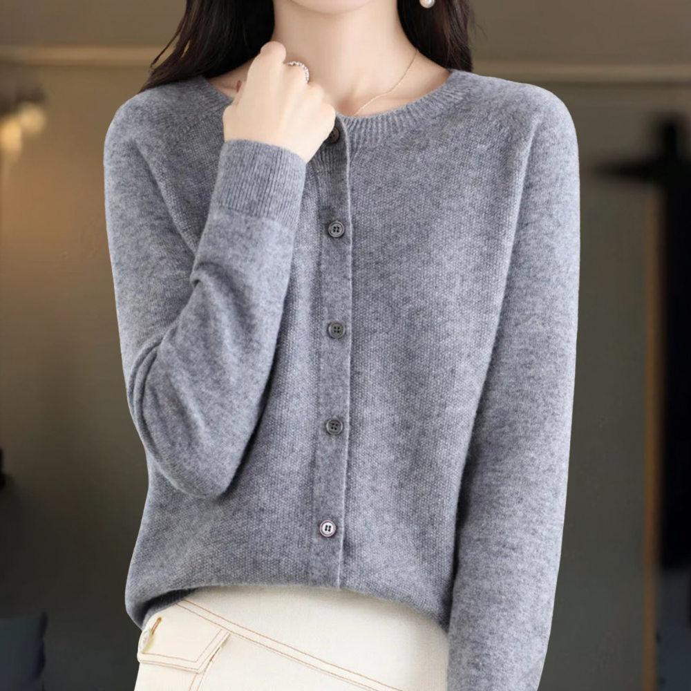 Dames Vest Wollook Elegant V Hals Knopen