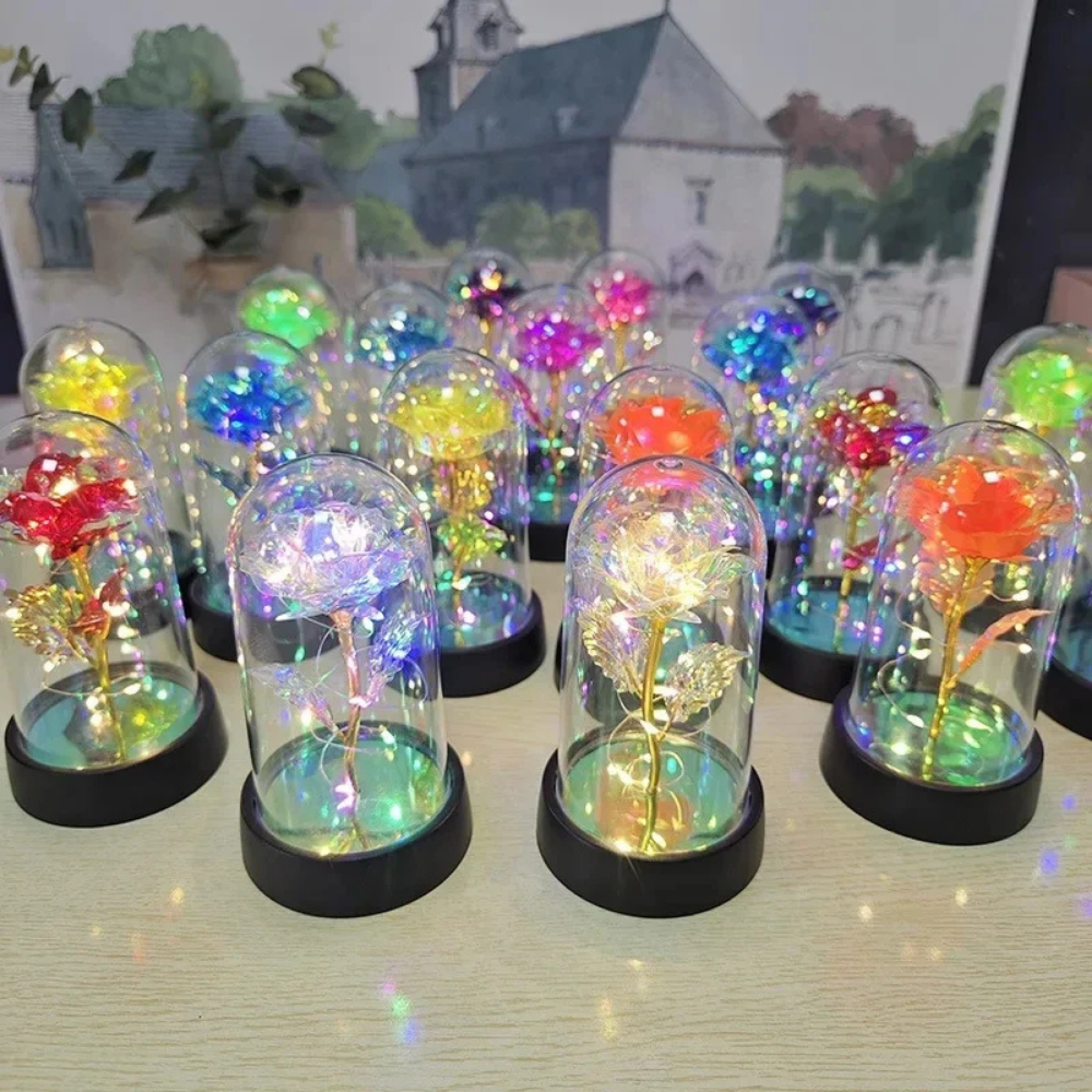 Tafellamp LED Glazen Stolp Sfeer Verlichting Moderne Roos Design