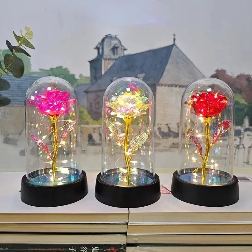 Tafellamp LED Glazen Stolp Sfeer Verlichting Moderne Roos Design