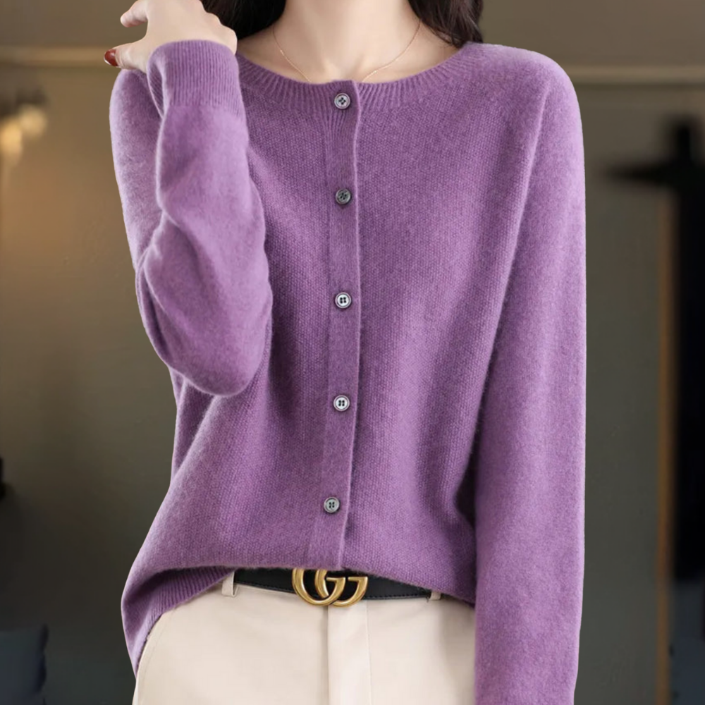 Dames Vest Wollook Elegant V Hals Knopen