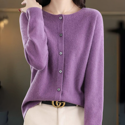 Dames Vest Wollook Elegant V Hals Knopen