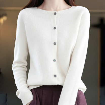 Dames Vest Wollook Elegant V Hals Knopen