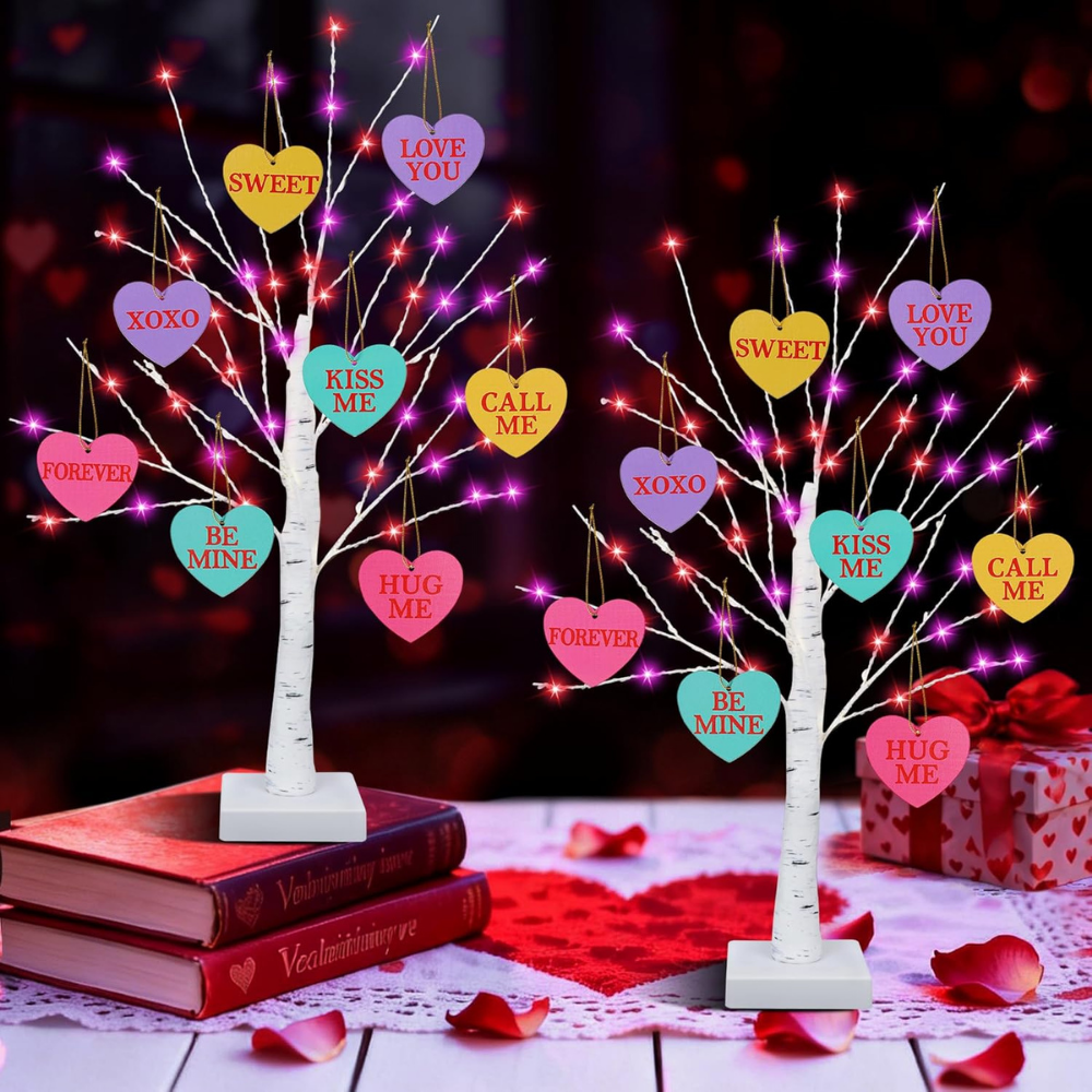 Valentijns Tafeldecoratie Led Lamp Houten Harten Decor