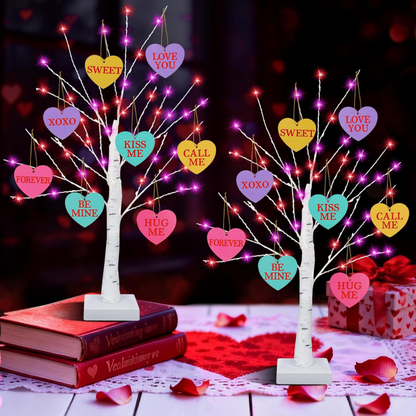 Valentijns Tafeldecoratie Led Lamp Houten Harten Decor