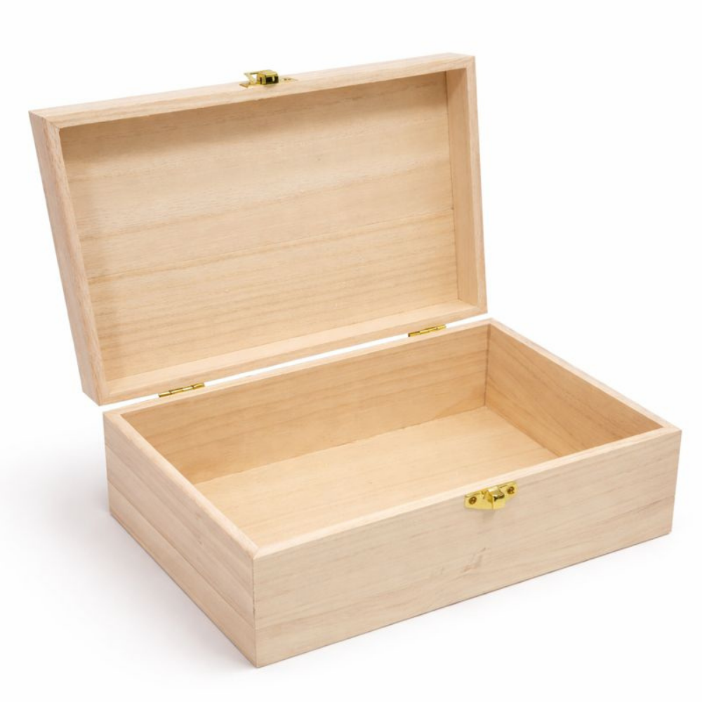 Houten Opbergdoos Decoratief met Sluiting van Onbewerkt Hout