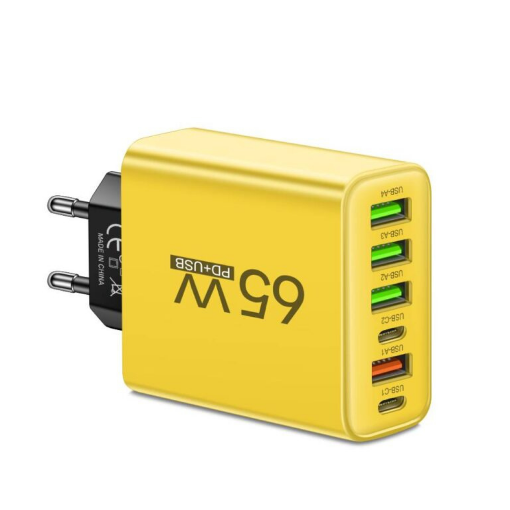 Snelle USB Oplader 6 Poorts 65W voor Thuis en Reizen