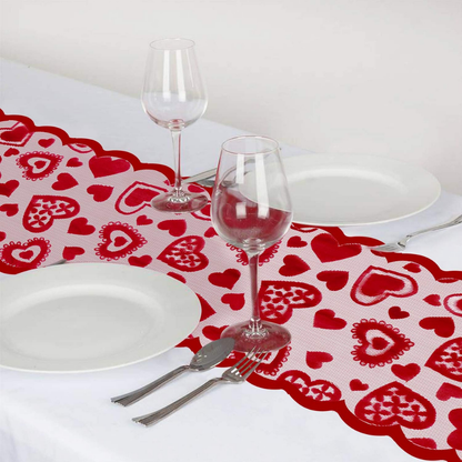 Tafelloper Romantisch Kant met Hartjes Decoratie