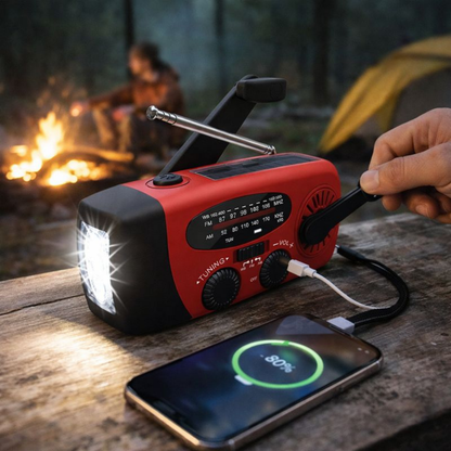 Handopwind Radio Solar Powerbank Zaklamp FM AM