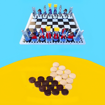 Kinder Schaakspel Houten Set Cartoontjes