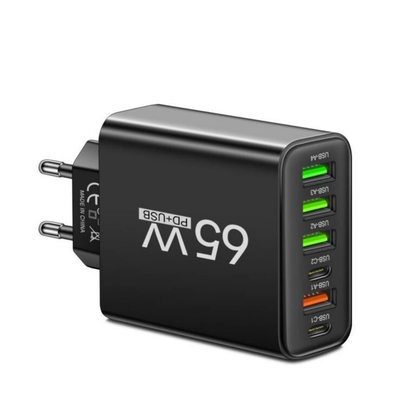 Snelle USB Oplader 6 Poorts 65W voor Thuis en Reizen