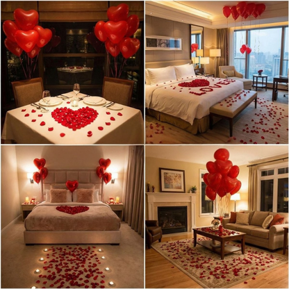 Valentijnsdag Decoratieset met Rozenblaadjes en Ballonnen