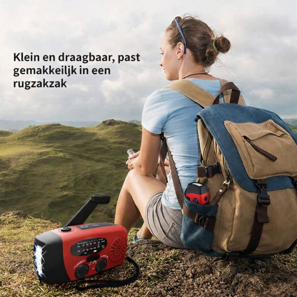 Handopwind Radio Solar Powerbank Zaklamp FM AM