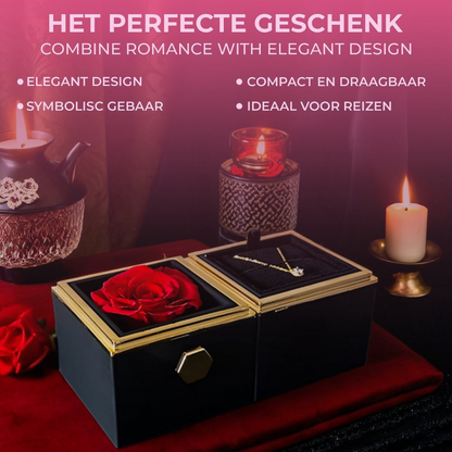 Valentijnsdag Sieradendoos met Eeuwige Roos Ketting