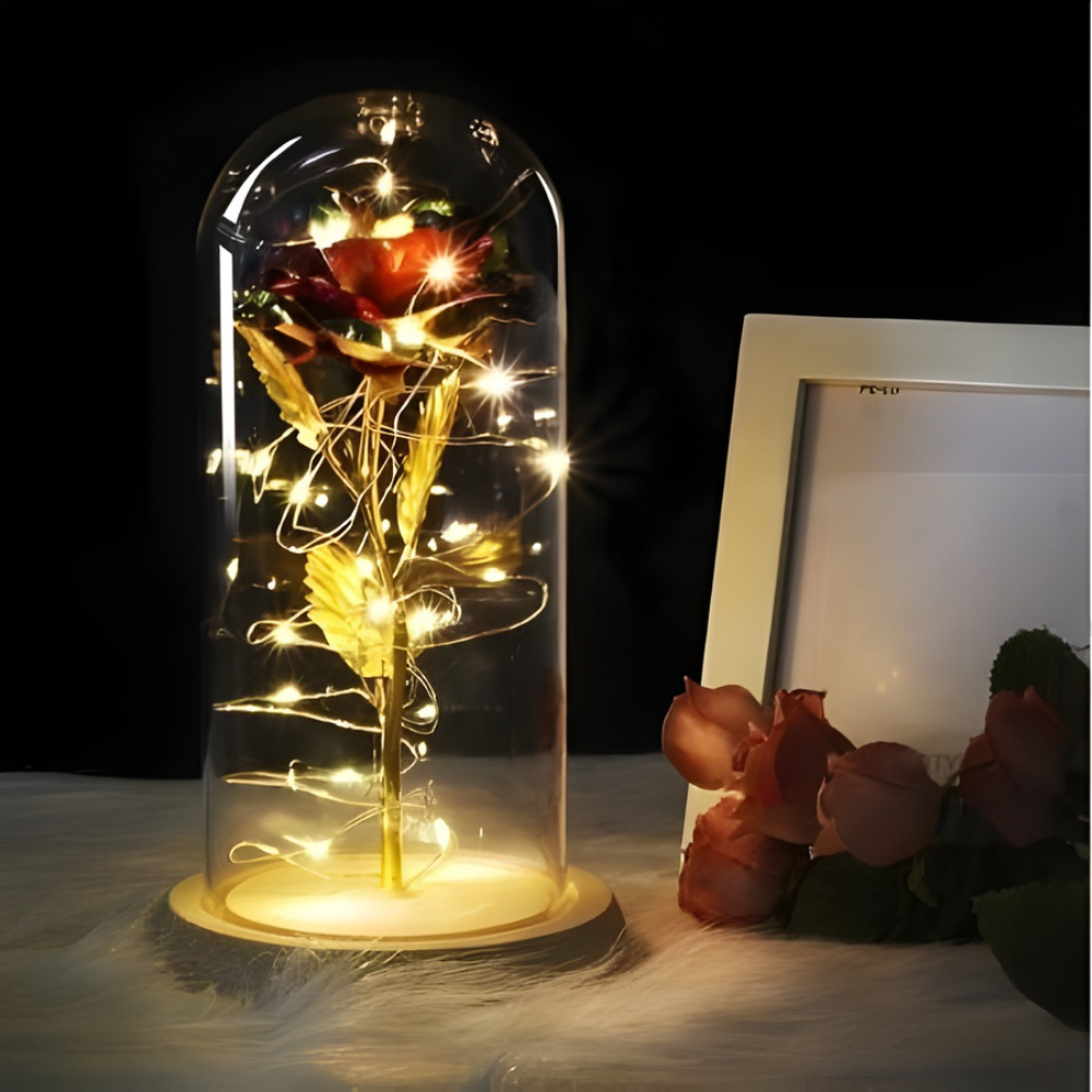 Tafellamp LED Houten Voet Glasen Kap
