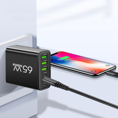 Snelle USB Oplader 6 Poorts 65W voor Thuis en Reizen