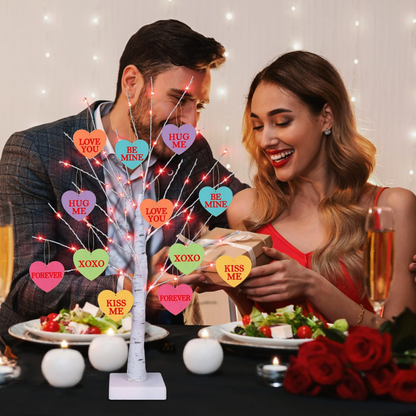 Valentijns Tafeldecoratie Led Lamp Houten Harten Decor