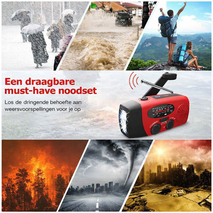 Handopwind Radio Solar Powerbank Zaklamp FM AM