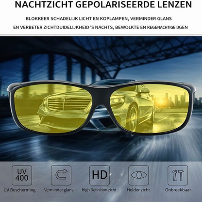 Nachtrijbril met Gele Lens Gepolariseerd voor Veilig Rijden