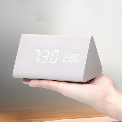 Houten Digitale Wekker met LED Display en Spraakbesturing
