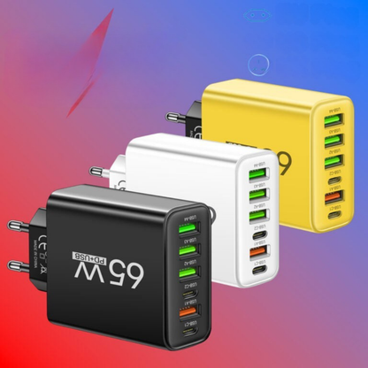 Snelle USB Oplader 6 Poorts 65W voor Thuis en Reizen