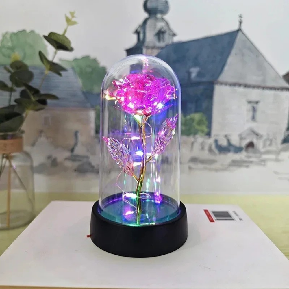 Tafellamp LED Glazen Stolp Sfeer Verlichting Moderne Roos Design