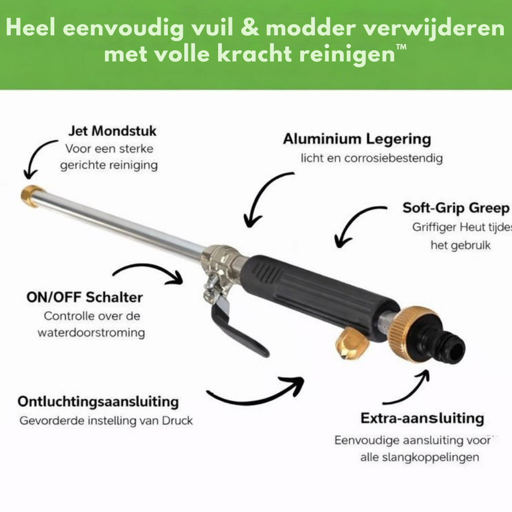 Tuinslang Met Hogedruk Spuitmond en Verstelbare Kop