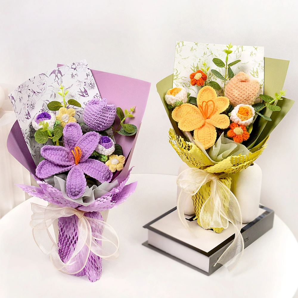 Handgemaakte Tulpen Bloemenboeket Gehaakt Decoratie