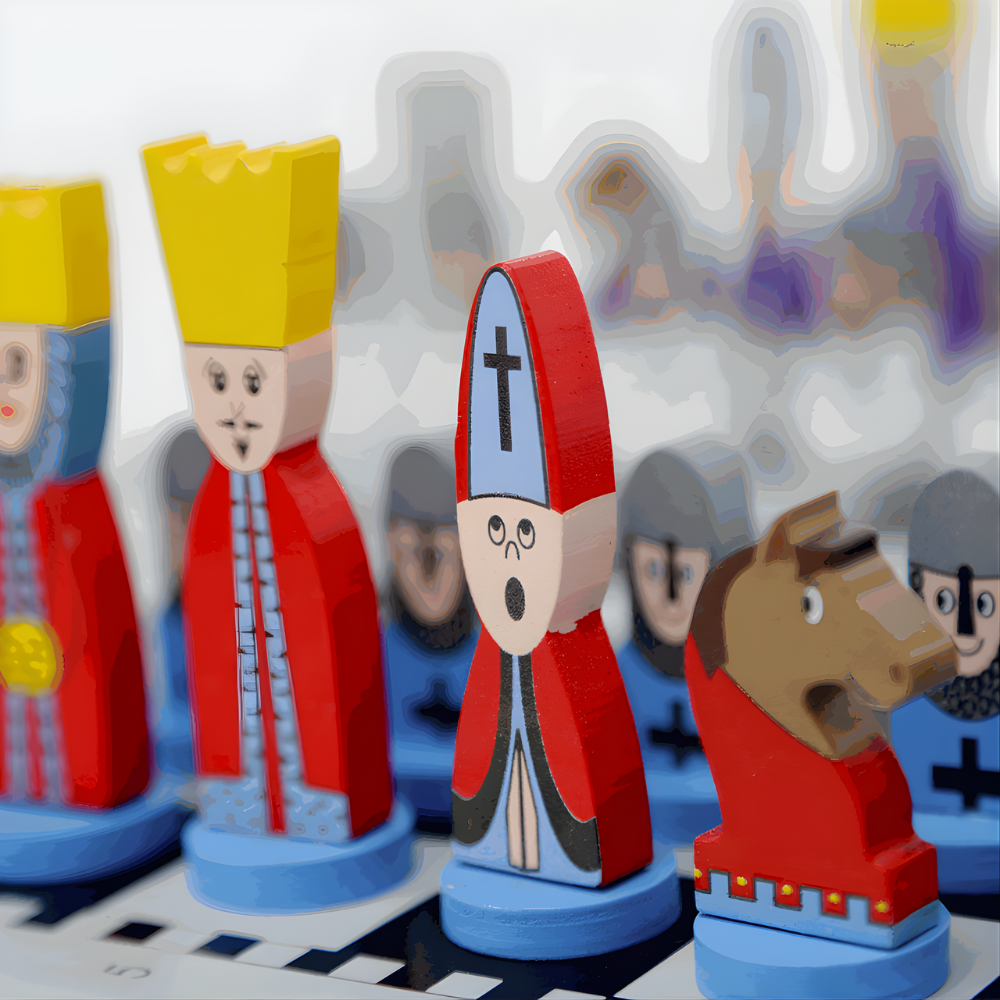 Kinder Schaakspel Houten Set Cartoontjes