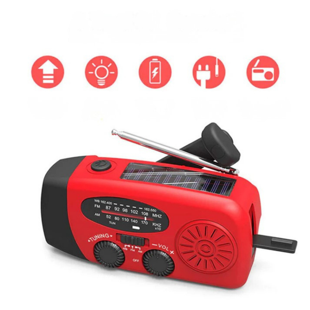 Handopwind Radio Solar Powerbank Zaklamp FM AM