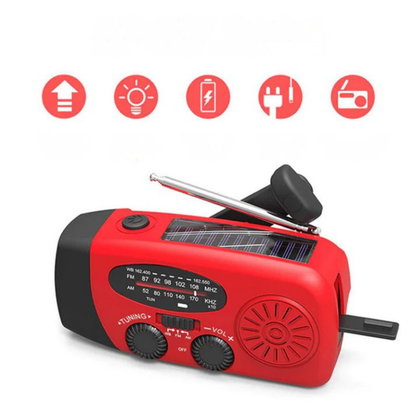 Handopwind Radio Solar Powerbank Zaklamp FM AM