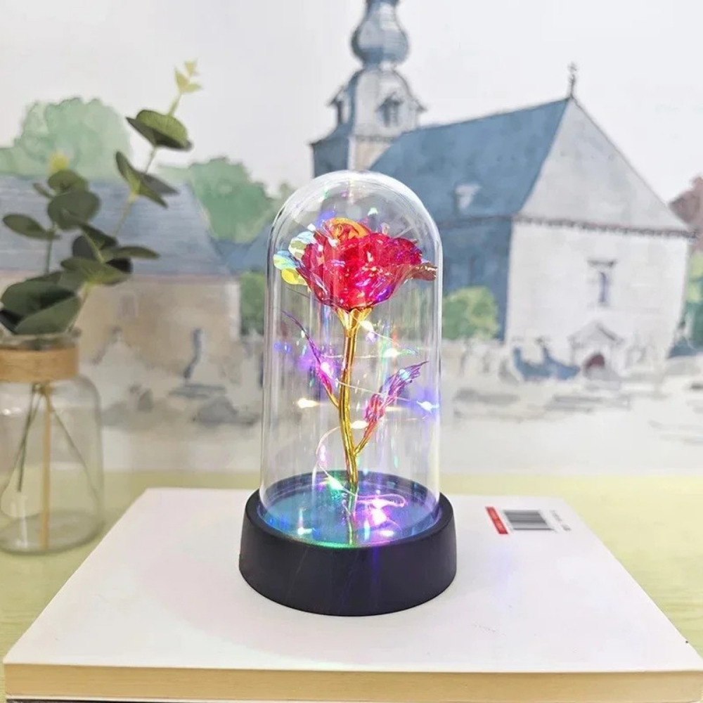 Tafellamp LED Glazen Stolp Sfeer Verlichting Moderne Roos Design