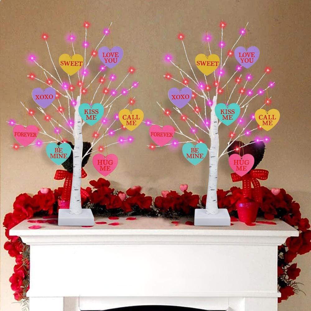 Valentijns Tafeldecoratie Led Lamp Houten Harten Decor