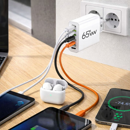 Snelle USB Oplader 6 Poorts 65W voor Thuis en Reizen - Velinix