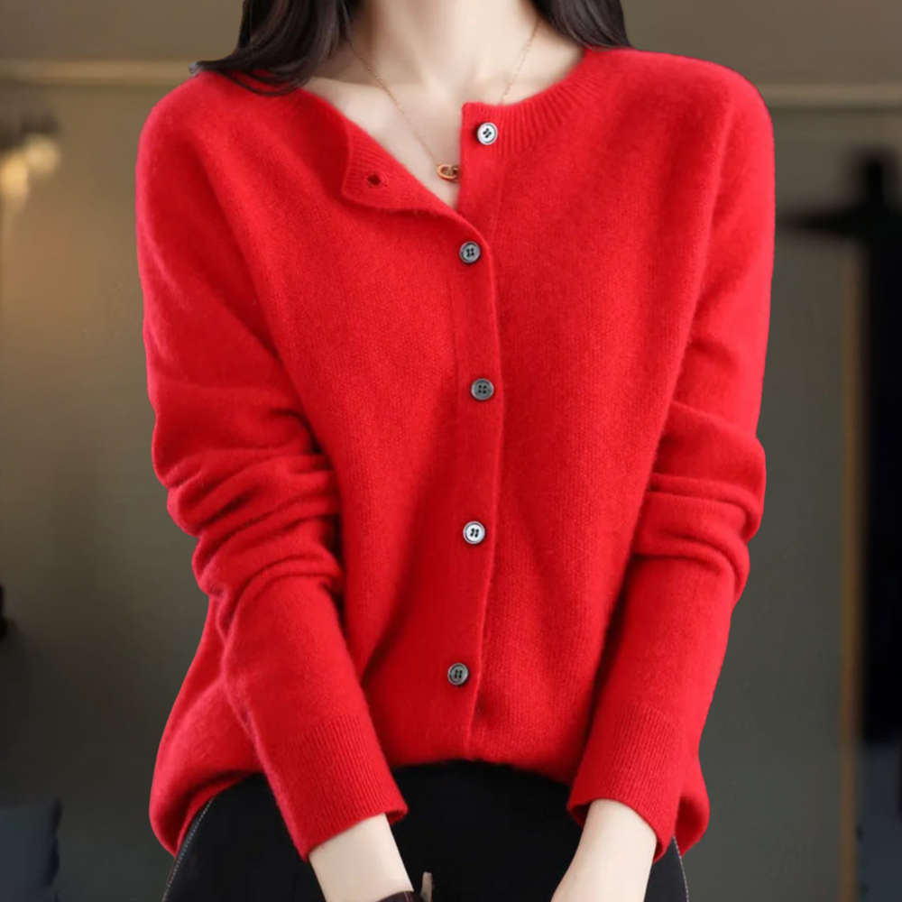 Dames Vest Wollook Elegant V Hals Knopen