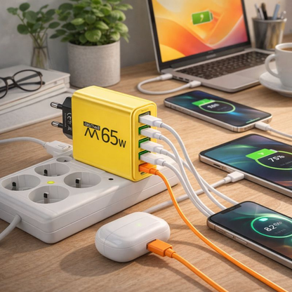 Snelle USB Oplader 6 Poorts 65W voor Thuis en Reizen