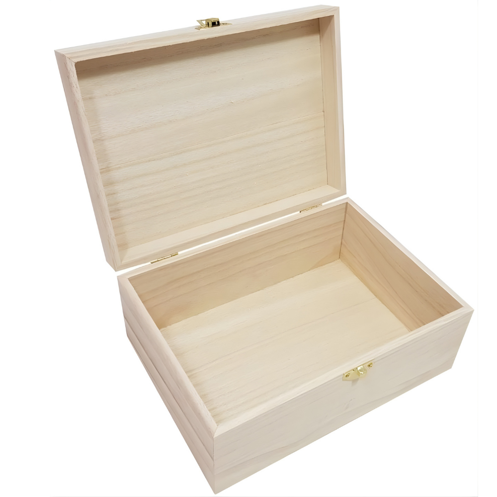 Houten Opbergdoos Decoratief met Sluiting van Onbewerkt Hout