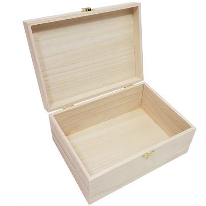 Houten Opbergdoos Decoratief met Sluiting van Onbewerkt Hout