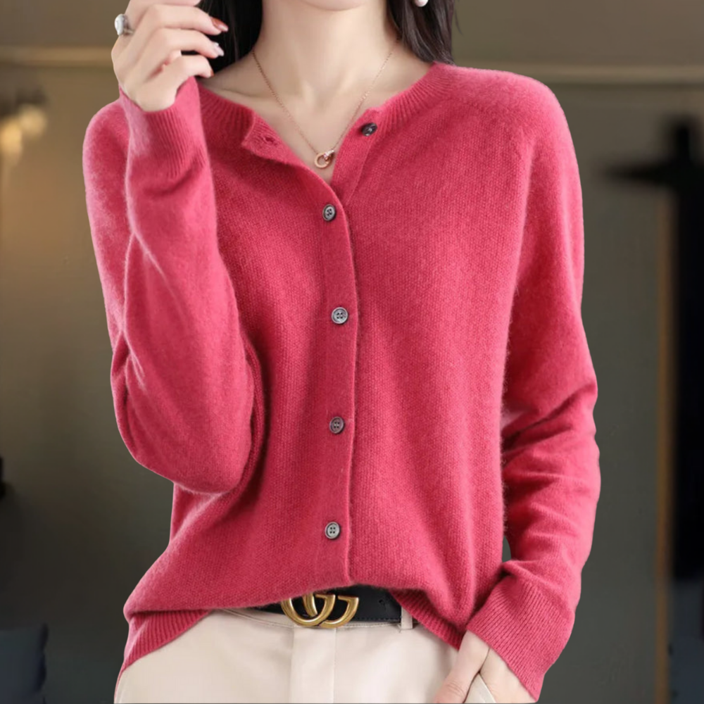 Dames Vest Wollook Elegant V Hals Knopen - Velinix
