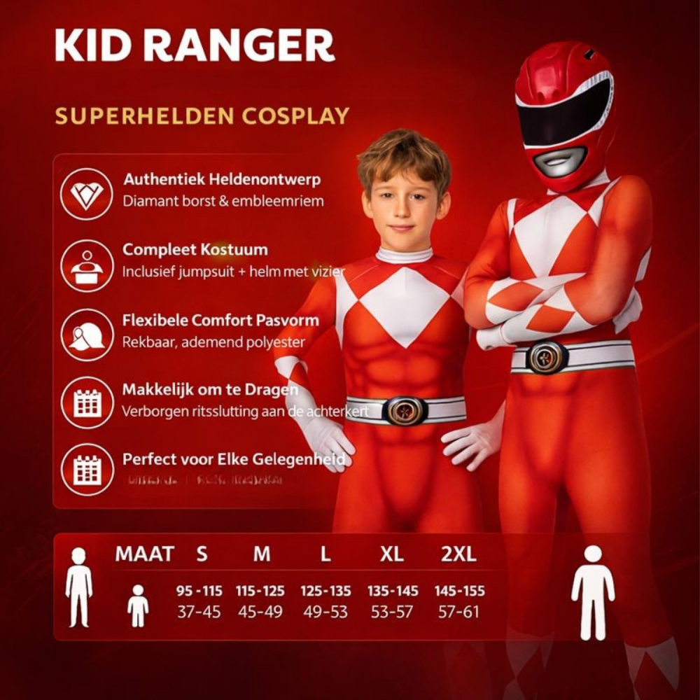 Kinder Superheld Jumpsuit Kostuum met Masker Polyester