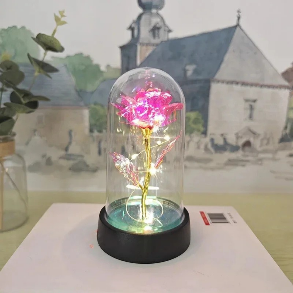 Tafellamp LED Glazen Stolp Sfeer Verlichting Moderne Roos Design