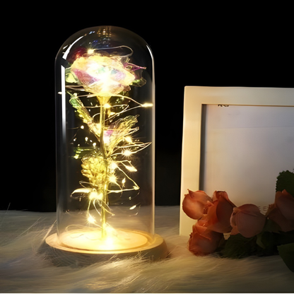 Tafellamp LED Houten Voet Glasen Kap