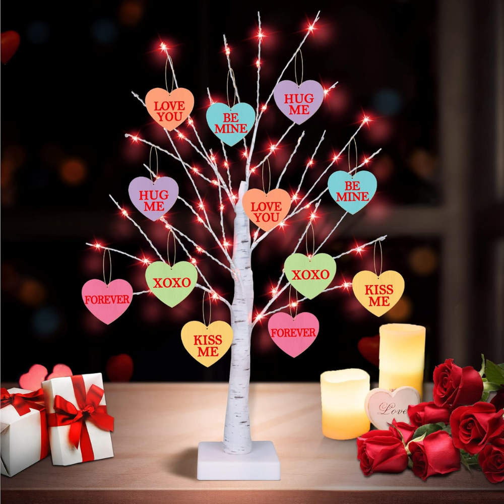 Valentijns Tafeldecoratie Led Lamp Houten Harten Decor - Velinix